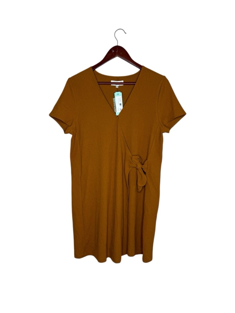 Madewell Texture & Thread Short Sleeve Orange Side Tie Wrap Dress Spring Summer